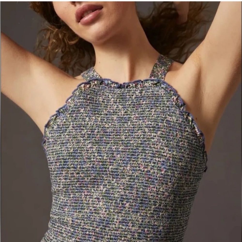 New Anthropologie Multicolor Sleeveless Smocked Top Size Medium